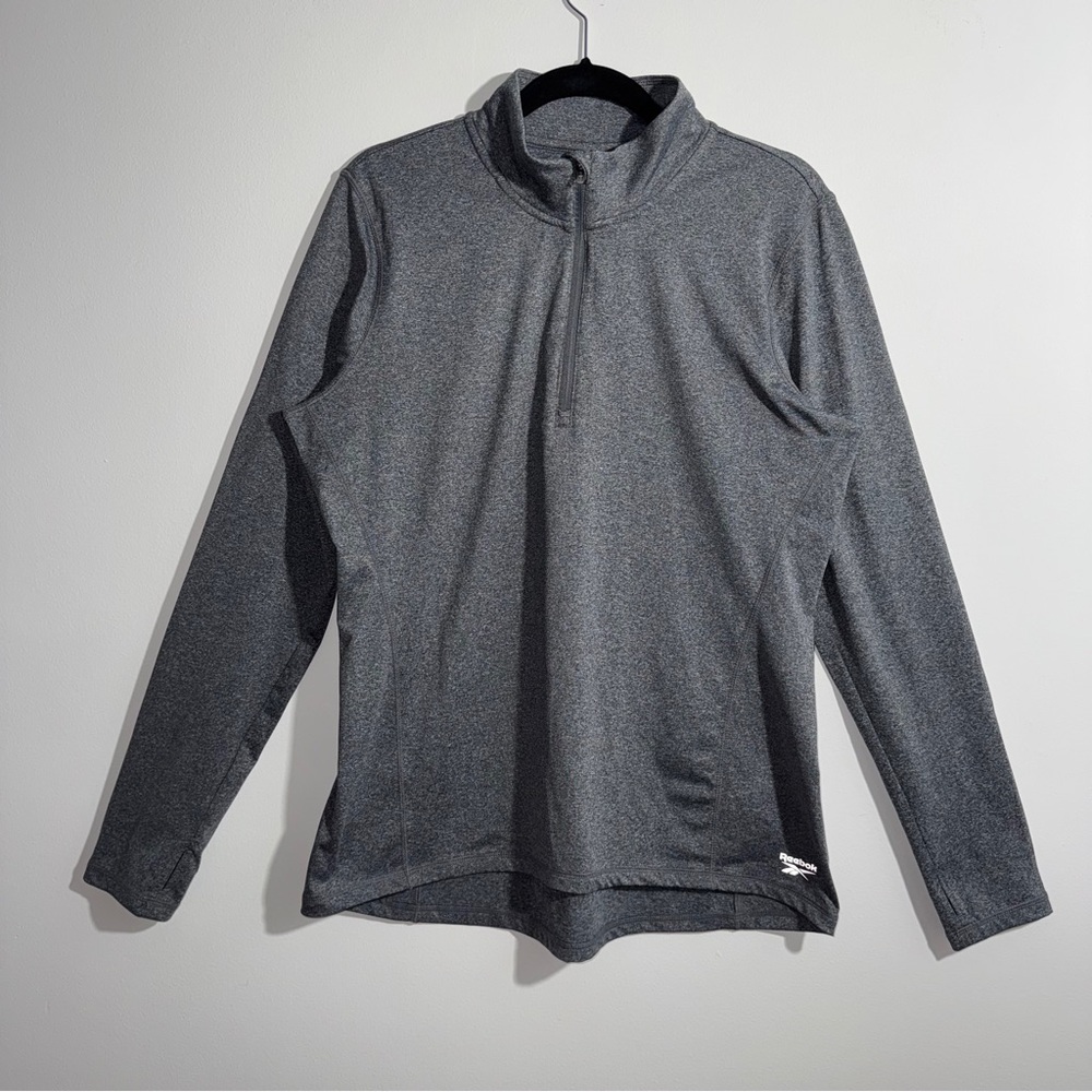 Reebok Gray Quarter Zip Long Sleeve Performance Top XL‎
